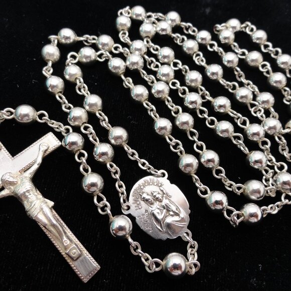 Sterling Silver 26 Grams 19.5" Rosary - Picture 2 of 6